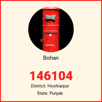 Bohan pin code, district Hoshiarpur in Punjab