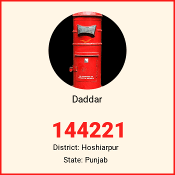 Daddar pin code, district Hoshiarpur in Punjab