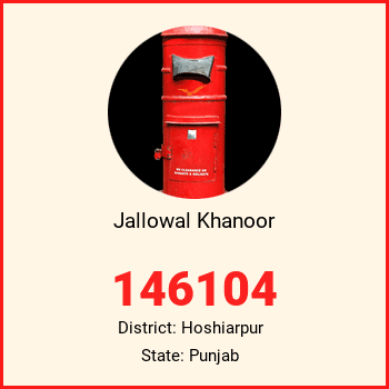 Jallowal Khanoor pin code, district Hoshiarpur in Punjab
