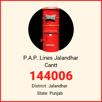 P.A.P. Lines Jalandhar Cantt pin code, district Jalandhar in Punjab