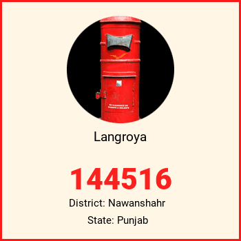 Langroya pin code, district Nawanshahr in Punjab