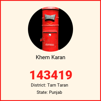 Khem Karan pin code, district Tarn Taran in Punjab