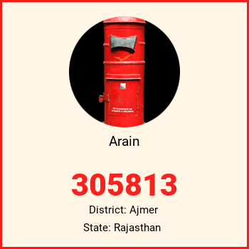 Arain pin code, district Ajmer in Rajasthan