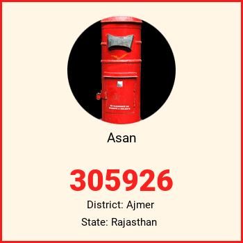 Asan pin code, district Ajmer in Rajasthan