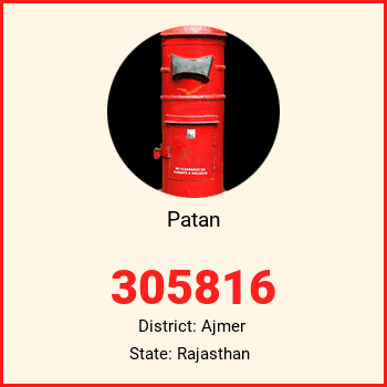 Patan pin code, district Ajmer in Rajasthan