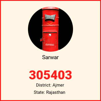 Sarwar pin code, district Ajmer in Rajasthan