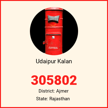 Udaipur Kalan pin code, district Ajmer in Rajasthan