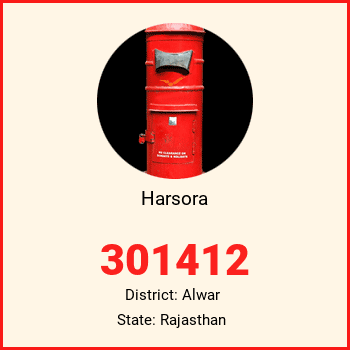 Harsora pin code, district Alwar in Rajasthan