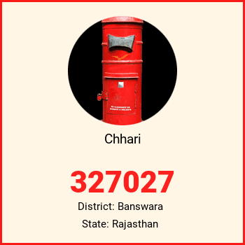 Chhari pin code, district Banswara in Rajasthan