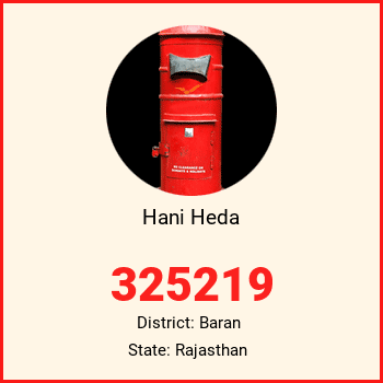 Hani Heda pin code, district Baran in Rajasthan