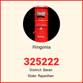 Hingonia pin code, district Baran in Rajasthan