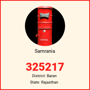 Samrania pin code, district Baran in Rajasthan