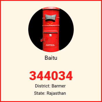 Baitu pin code, district Barmer in Rajasthan