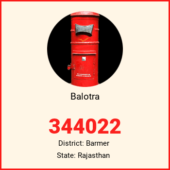 Balotra pin code, district Barmer in Rajasthan