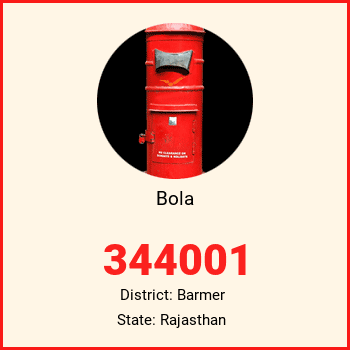 Bola pin code, district Barmer in Rajasthan