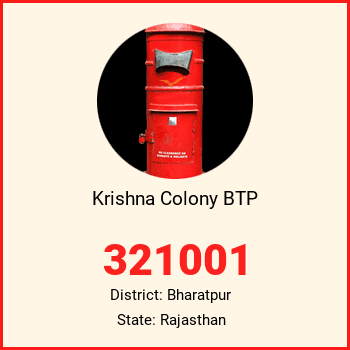 Krishna Colony BTP pin code, district Bharatpur in Rajasthan