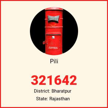 Pili pin code, district Bharatpur in Rajasthan