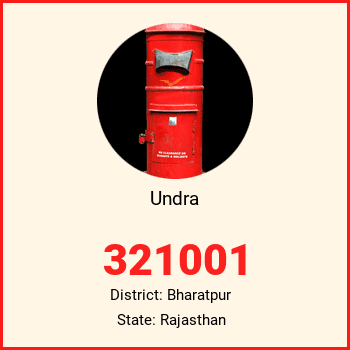 Undra pin code, district Bharatpur in Rajasthan