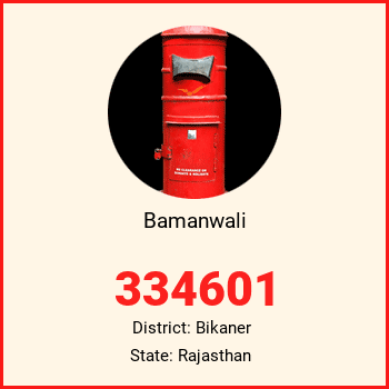 Bamanwali pin code, district Bikaner in Rajasthan