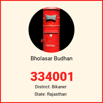 Bholasar Budhan pin code, district Bikaner in Rajasthan