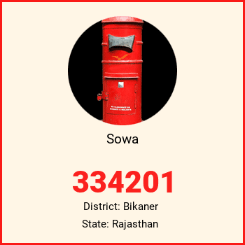 Sowa pin code, district Bikaner in Rajasthan