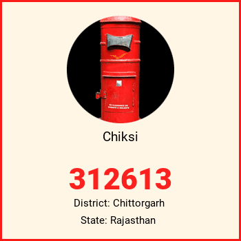Chiksi pin code, district Chittorgarh in Rajasthan