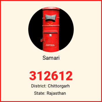 Samari pin code, district Chittorgarh in Rajasthan