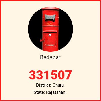 Badabar pin code, district Churu in Rajasthan