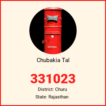 Chubakia Tal pin code, district Churu in Rajasthan