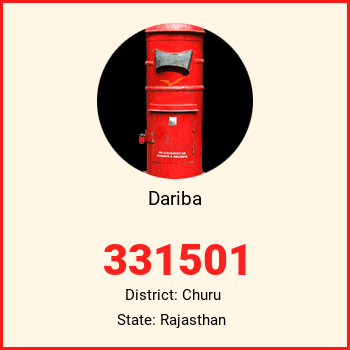 Dariba pin code, district Churu in Rajasthan