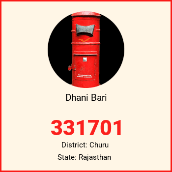 Dhani Bari pin code, district Churu in Rajasthan