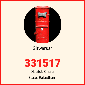 Girwarsar pin code, district Churu in Rajasthan