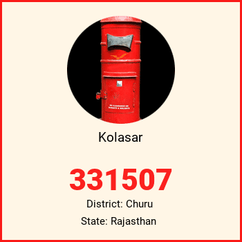 Kolasar pin code, district Churu in Rajasthan