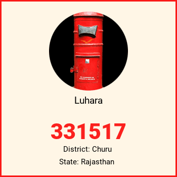 Luhara pin code, district Churu in Rajasthan