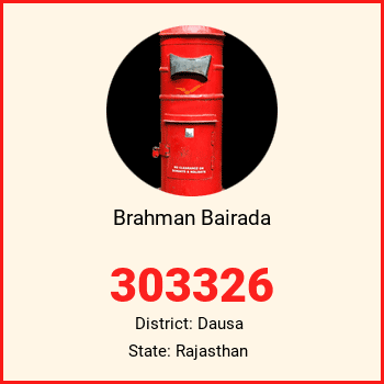 Brahman Bairada pin code, district Dausa in Rajasthan
