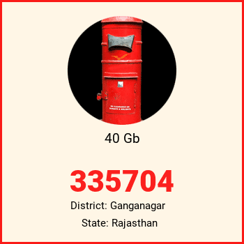 40 Gb pin code, district Ganganagar in Rajasthan
