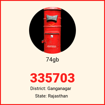 74gb pin code, district Ganganagar in Rajasthan