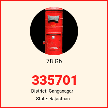 78 Gb pin code, district Ganganagar in Rajasthan