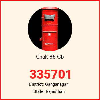 Chak 86 Gb pin code, district Ganganagar in Rajasthan
