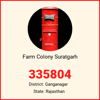Farm Colony Suratgarh pin code, district Ganganagar in Rajasthan