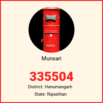 Munsari pin code, district Hanumangarh in Rajasthan