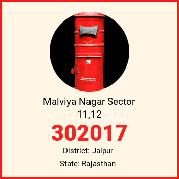 Malviya Nagar Sector 11,12 pin code, district Jaipur in Rajasthan