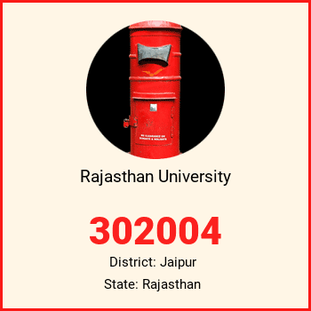 Rajasthan University pin code, district Jaipur in Rajasthan