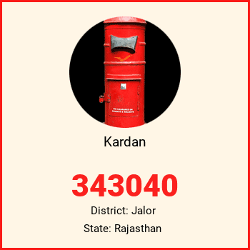 Kardan pin code, district Jalor in Rajasthan