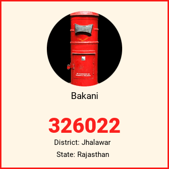 Bakani pin code, district Jhalawar in Rajasthan