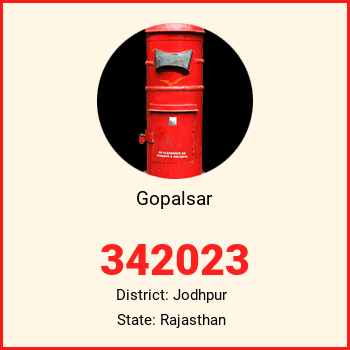 Gopalsar pin code, district Jodhpur in Rajasthan