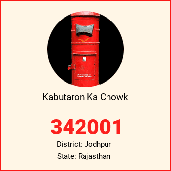 Kabutaron Ka Chowk pin code, district Jodhpur in Rajasthan