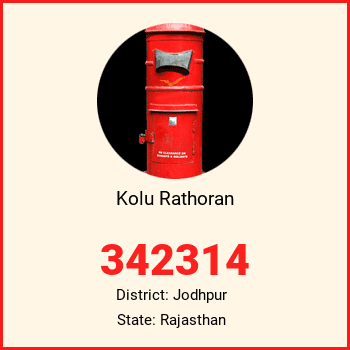 Kolu Rathoran pin code, district Jodhpur in Rajasthan