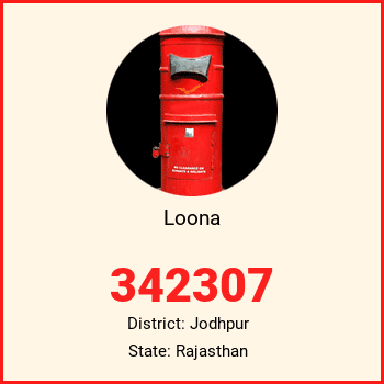 Loona pin code, district Jodhpur in Rajasthan