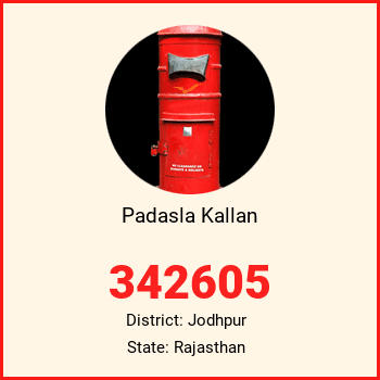 Padasla Kallan pin code, district Jodhpur in Rajasthan